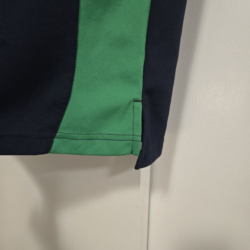 Notre Dame Size Men Medium Logo Navy Green Polyester Stretch Knit Polo Shirt - Picture 4 of 7